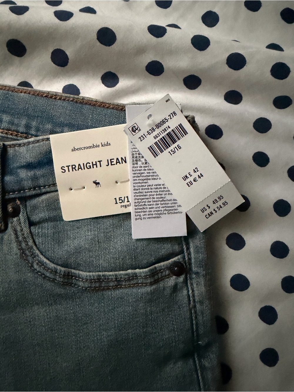 abercrombie kids Straight Leg Jeans in Light Blue Wash